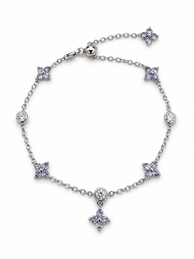 #B33 Tanzanite Flower Bracelet (S925)